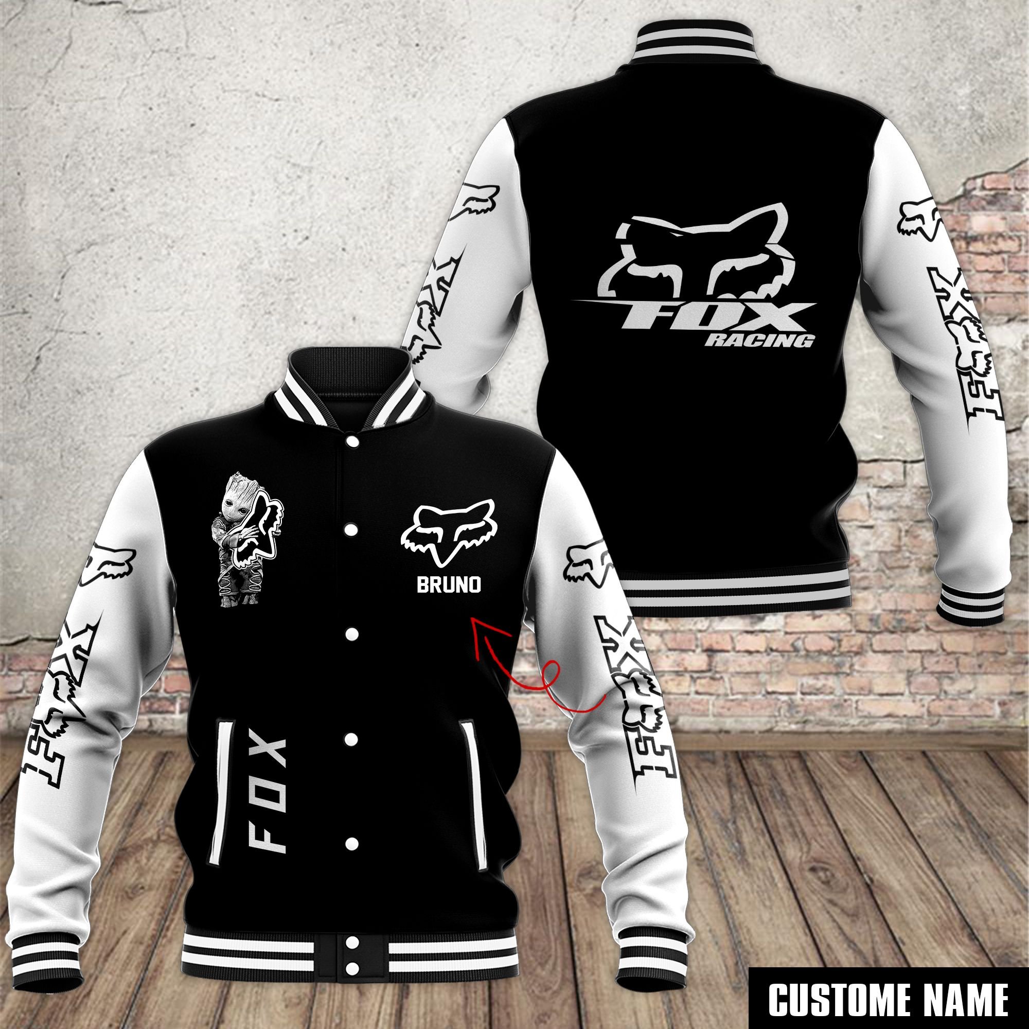 Fox Racing Car Style Baseball Jacket For Fans