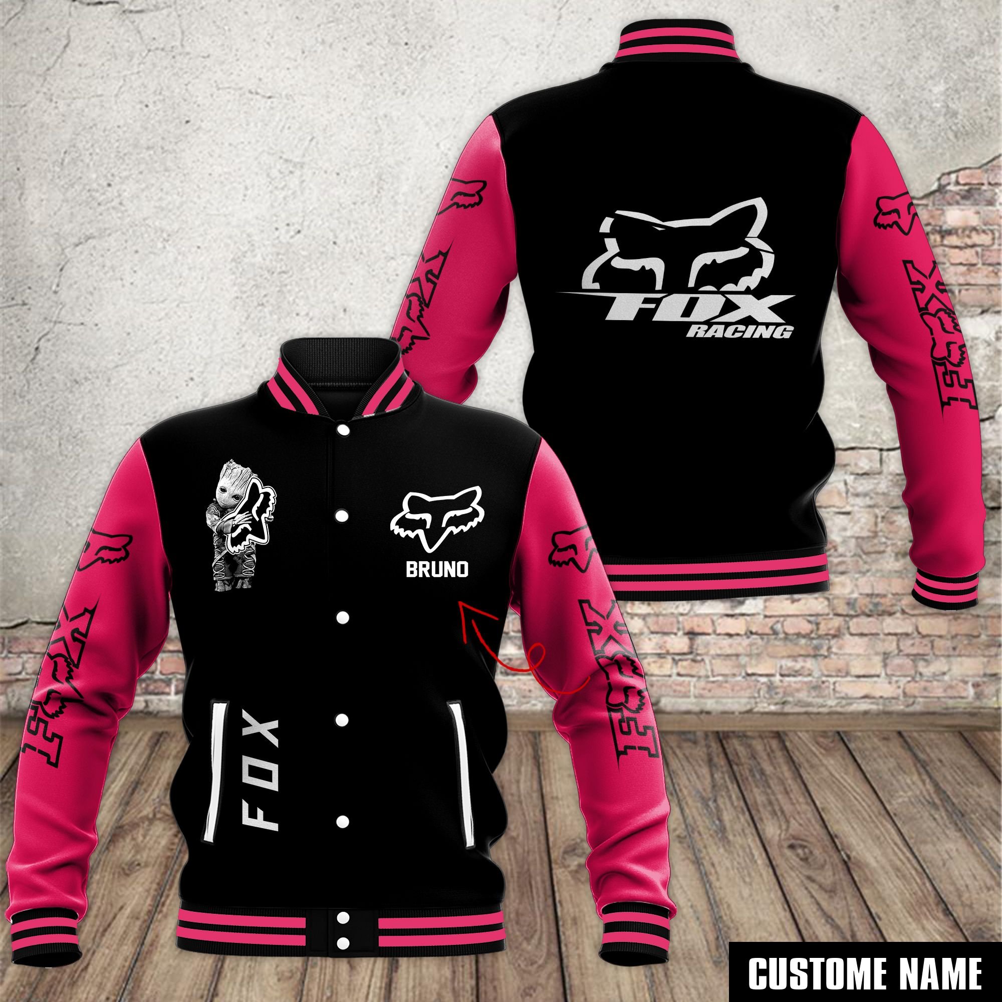 Fox Racing Car Style Baseball Jacket For Fans