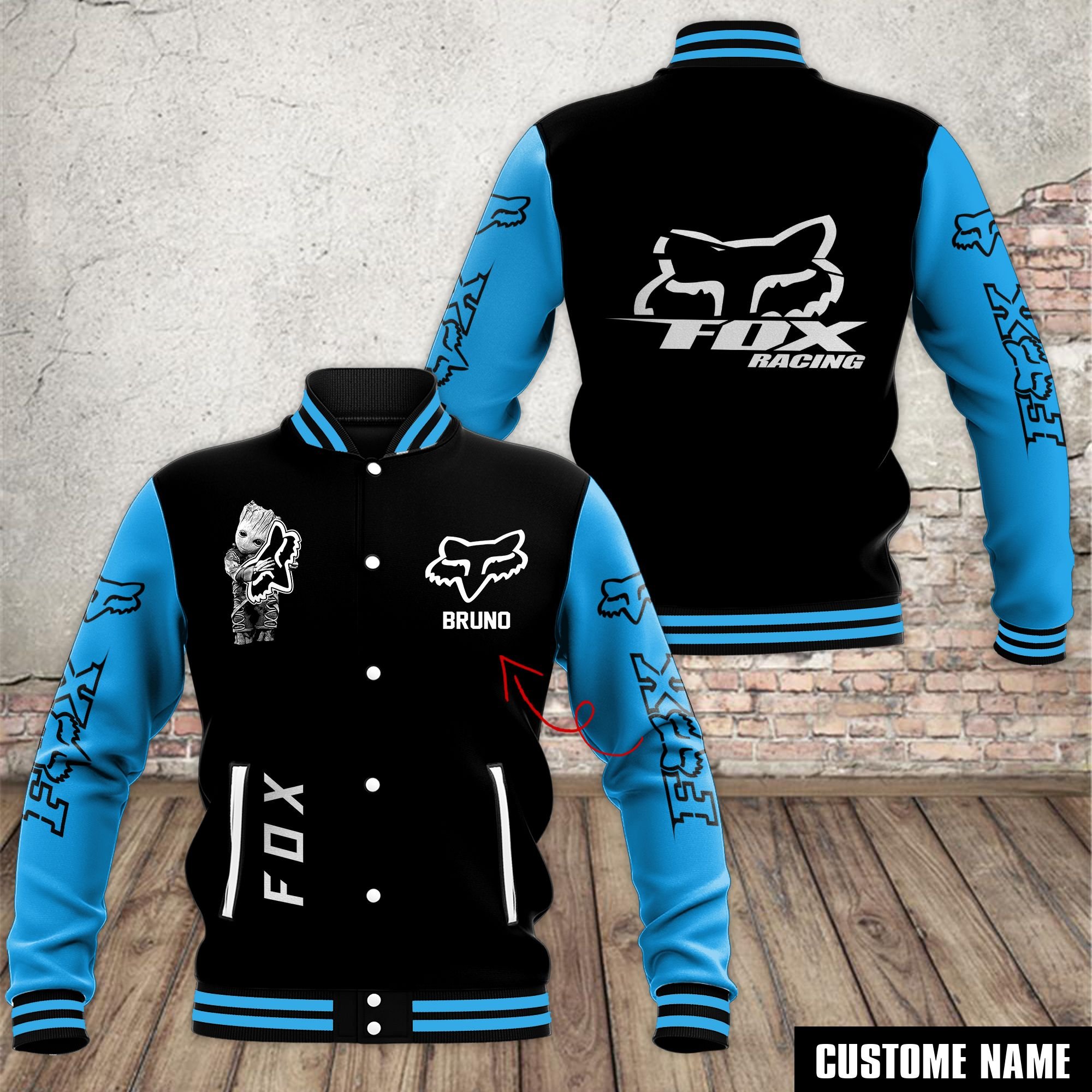 Fox Racing Car Style Baseball Jacket For Fans