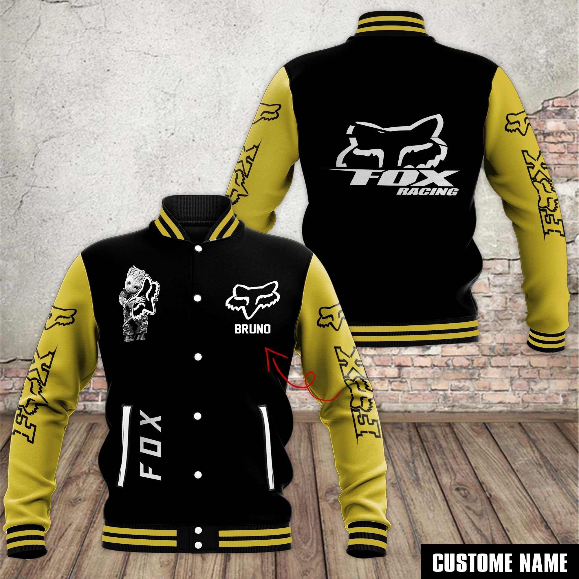 Fox Racing Car Style Baseball Jacket For Fans