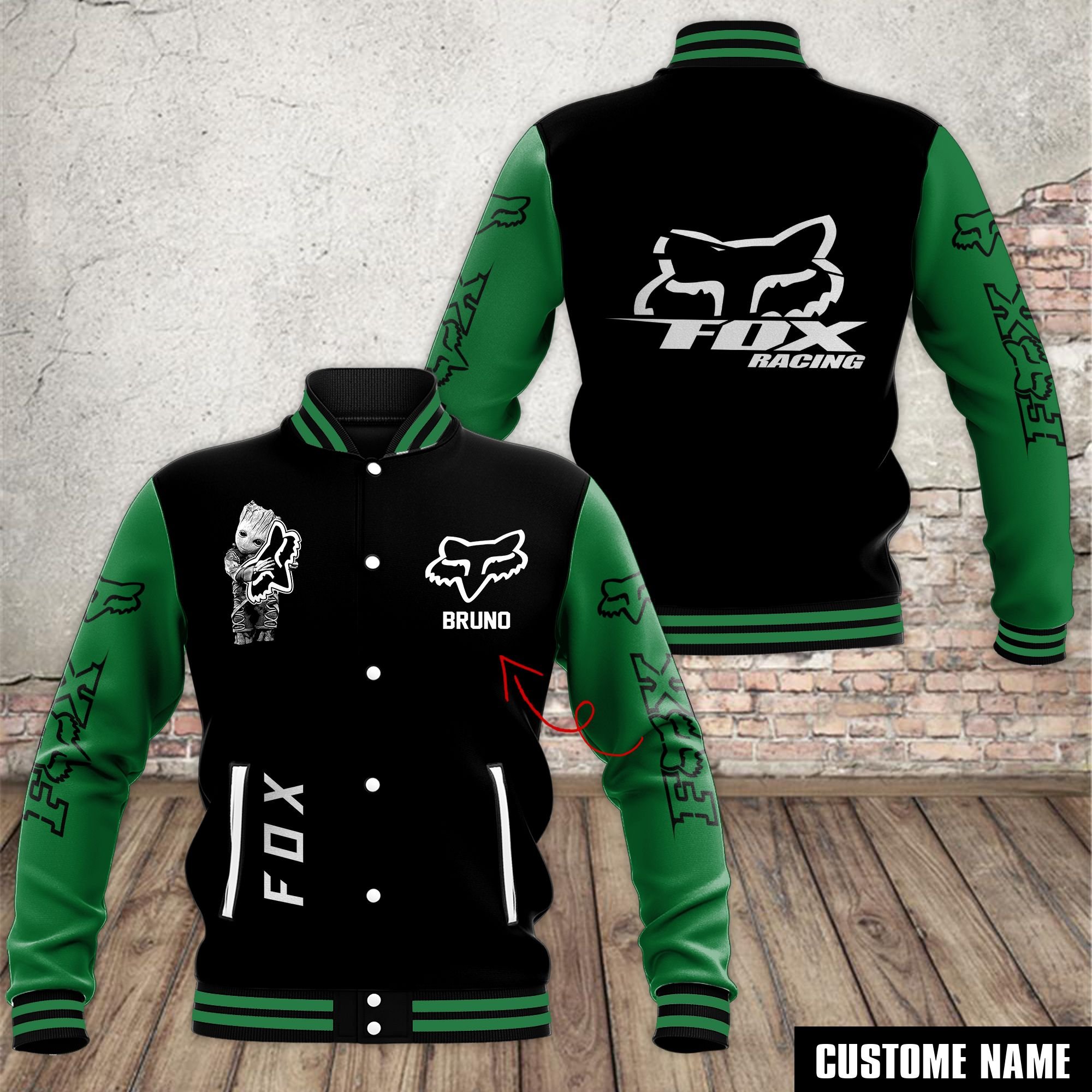 Fox Racing Car Style Baseball Jacket For Fans