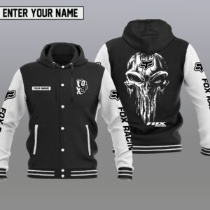Fox Racing Car Style Hooded Baseball Jacket For Fans