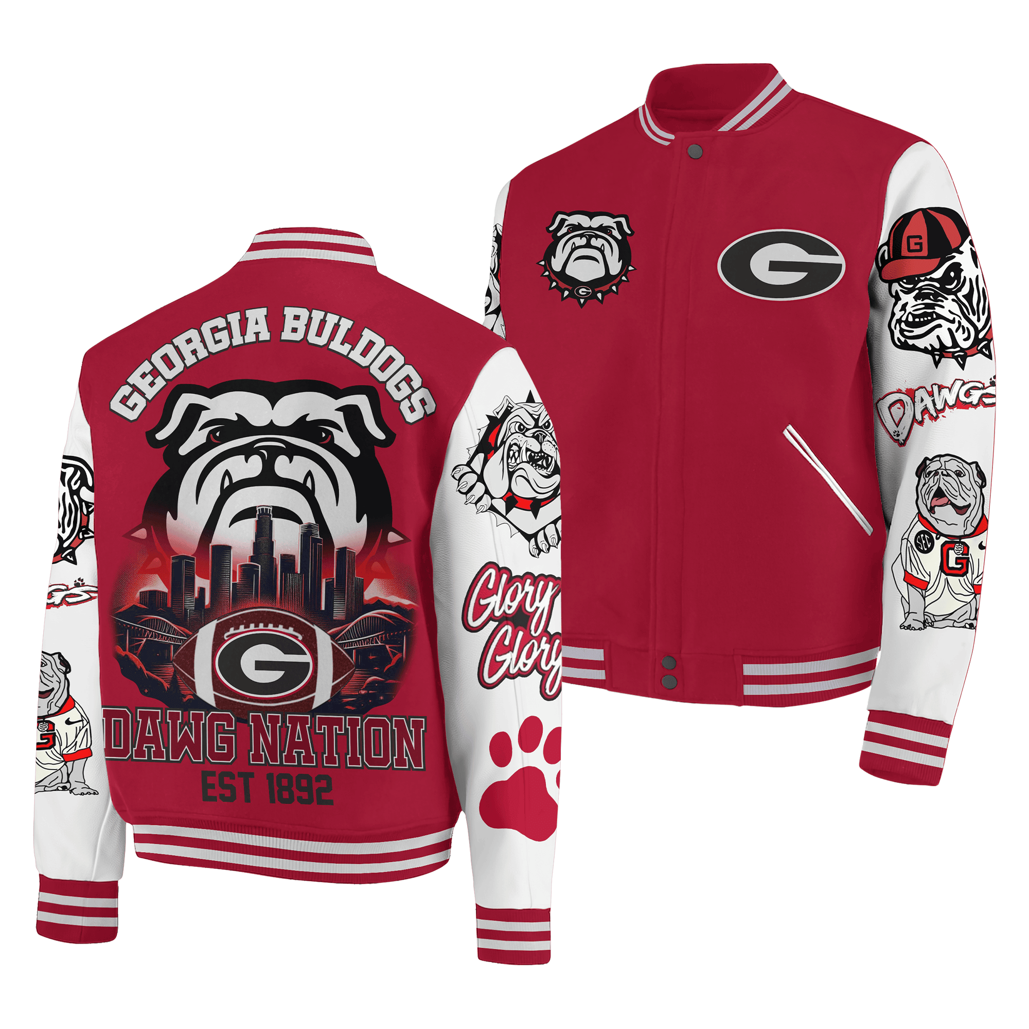 Georgia Bulldogs NCAA Style Baseball Jacket For Fans