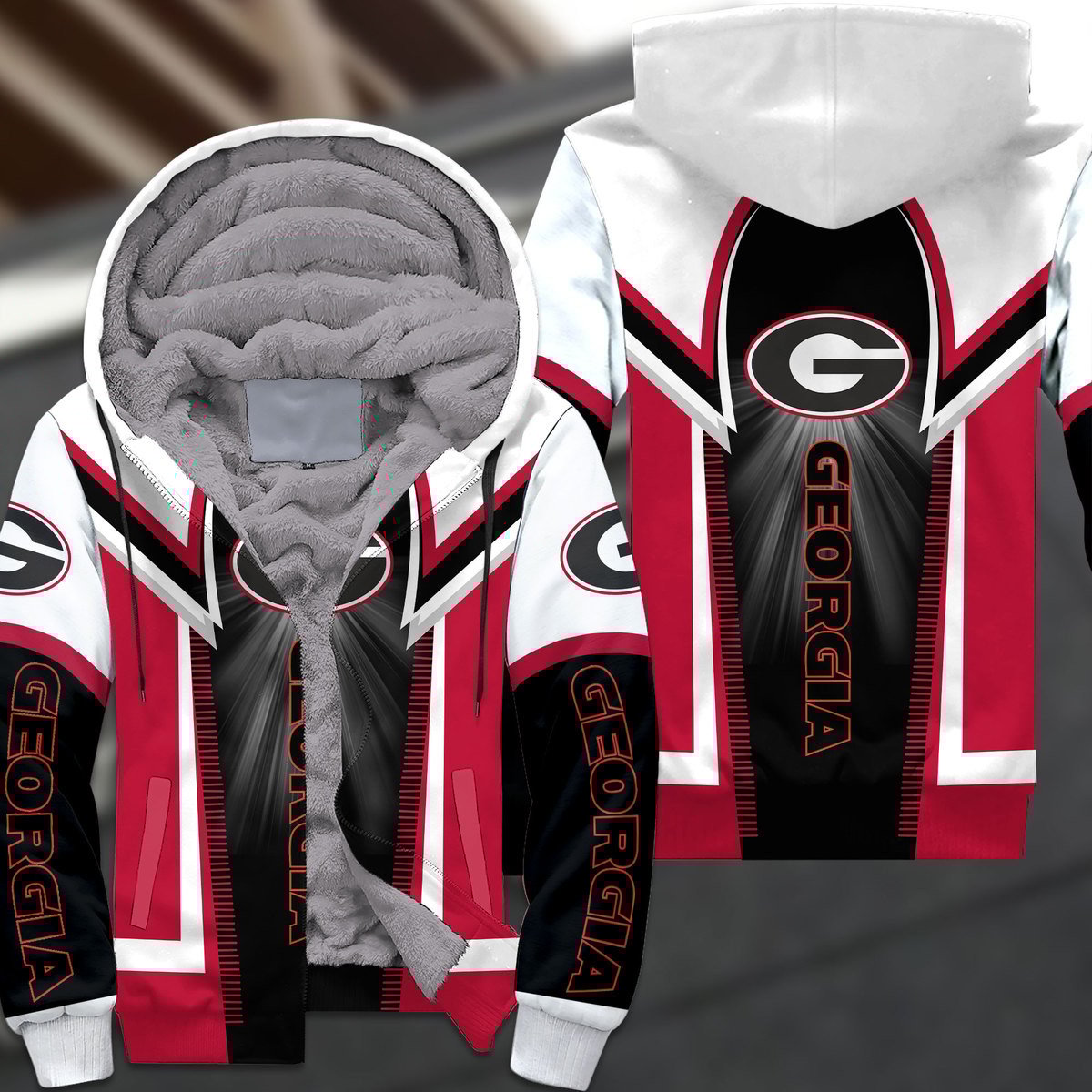 Georgia Bulldogs NCAA Style Fleece Zip Hoodie Jacket For Fans