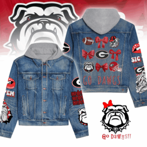 Georgia Bulldogs NCAA Style Hooded Denim Jacket For Fans
