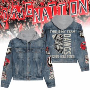 Georgia Bulldogs NCAA Style Hooded Denim Jacket For Fans
