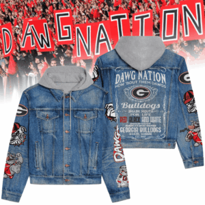 Georgia Bulldogs NCAA Style Hooded Denim Jacket For Fans