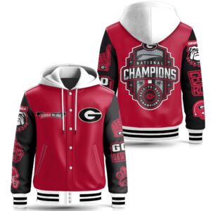 Georgia Bulldogs NCAA Style Leather Baseball Jacket With Hooded For Fans