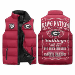 Georgia Bulldogs NCAA Style Sleeveless Puffer Jacket For Fans