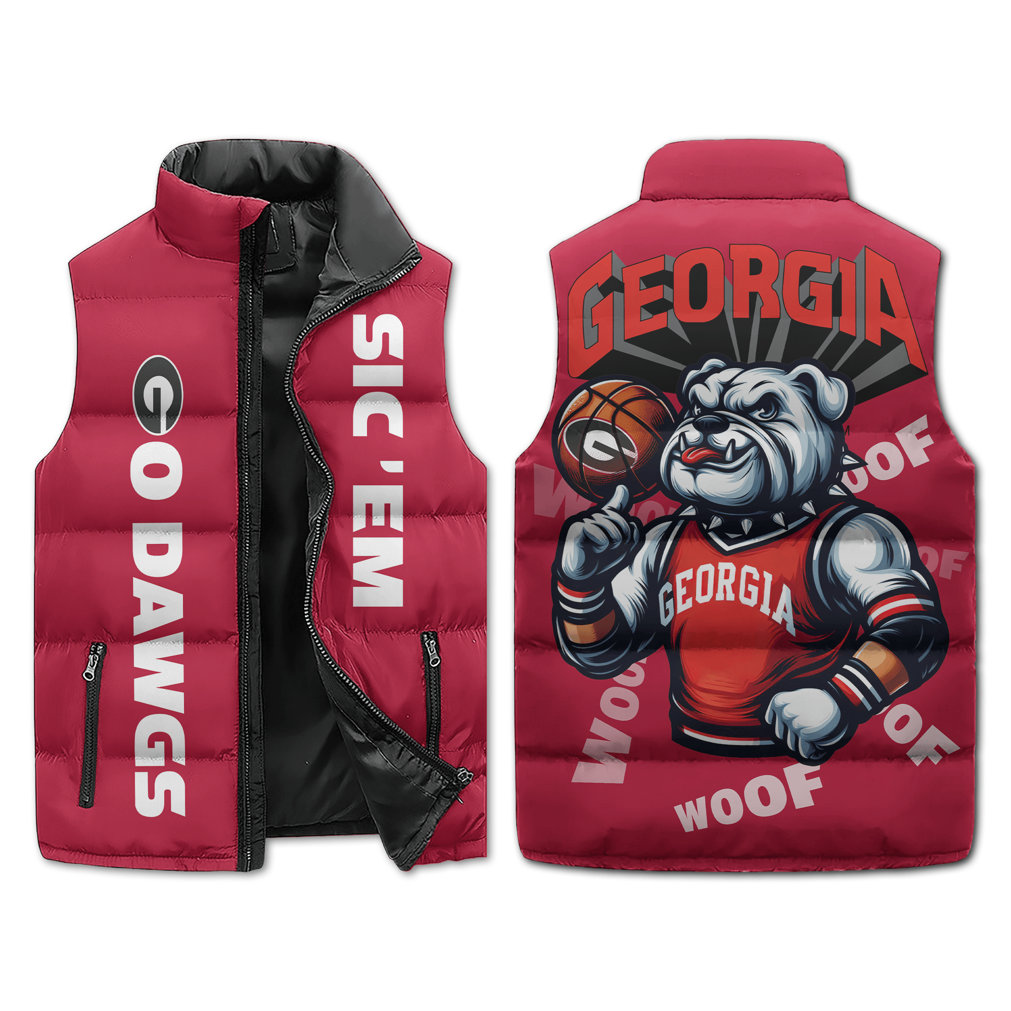Georgia Bulldogs NCAA Style Sleeveless Puffer Jacket For Fans