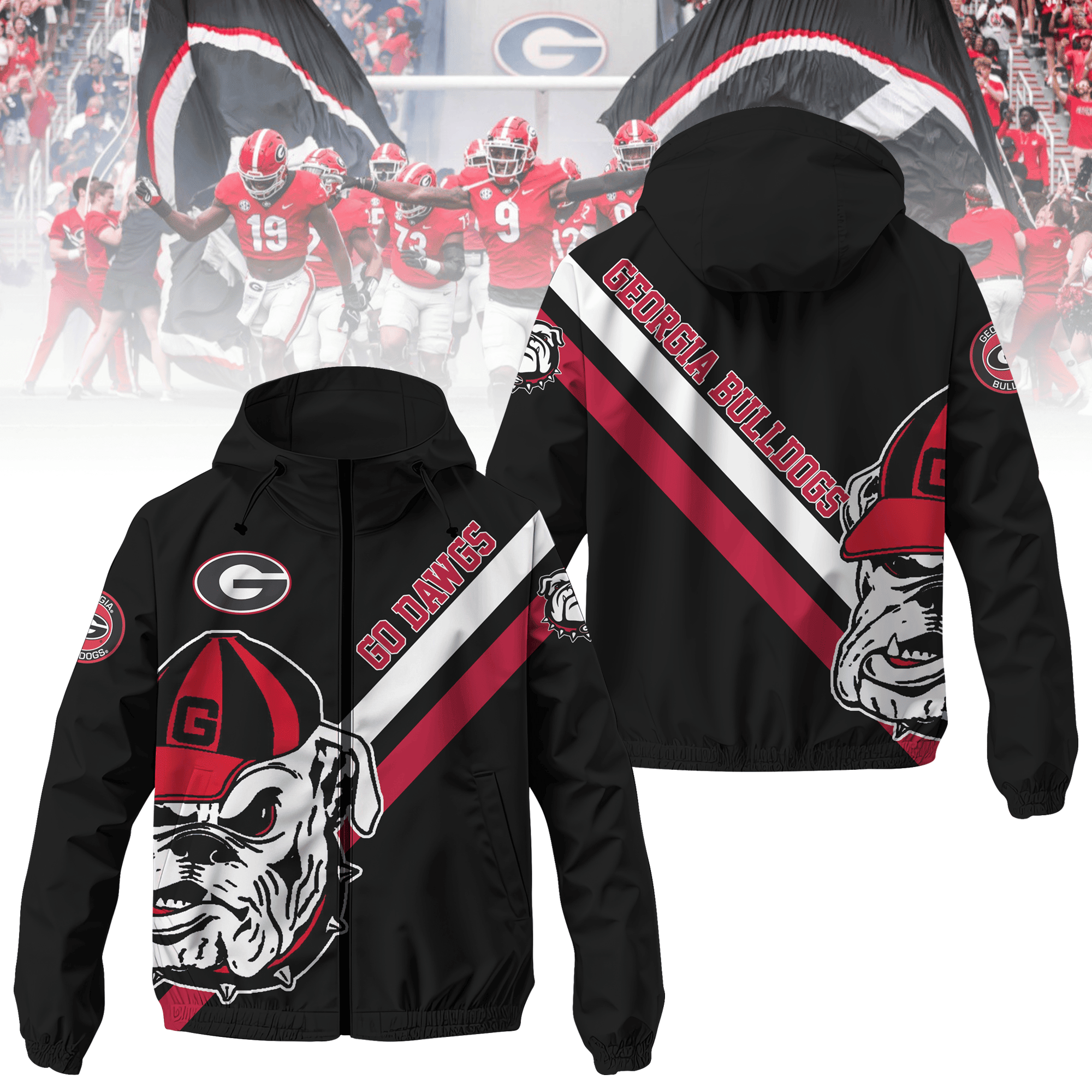 Georgia Bulldogs NCAA Style Windbreaker Jacket For Fans