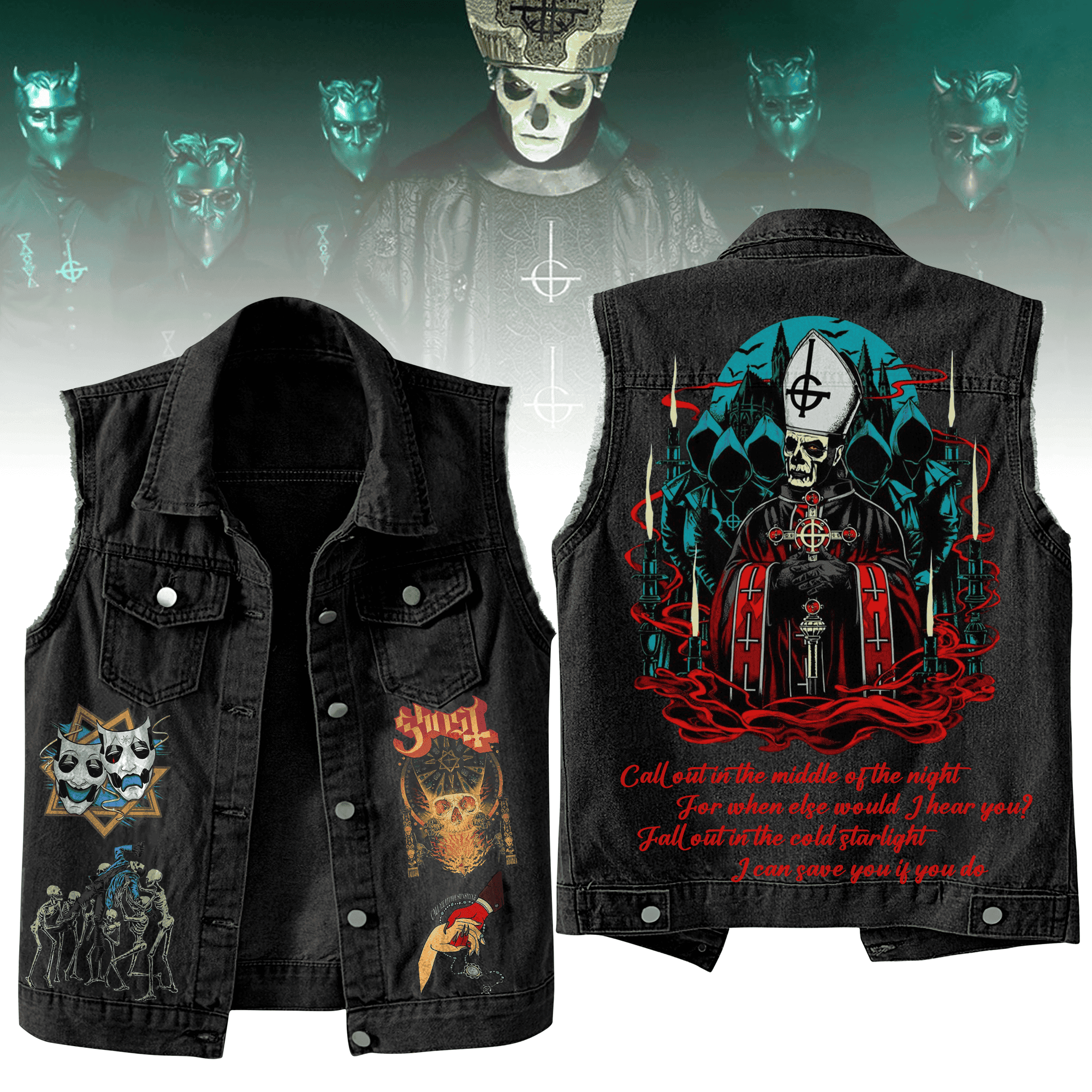 Ghost Band Music Style Sleeveless Jacket For Fans
