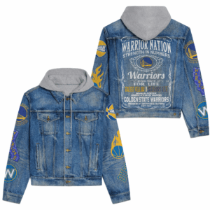Golden State Warriors NBA Style Hooded Denim Jacket For Fans