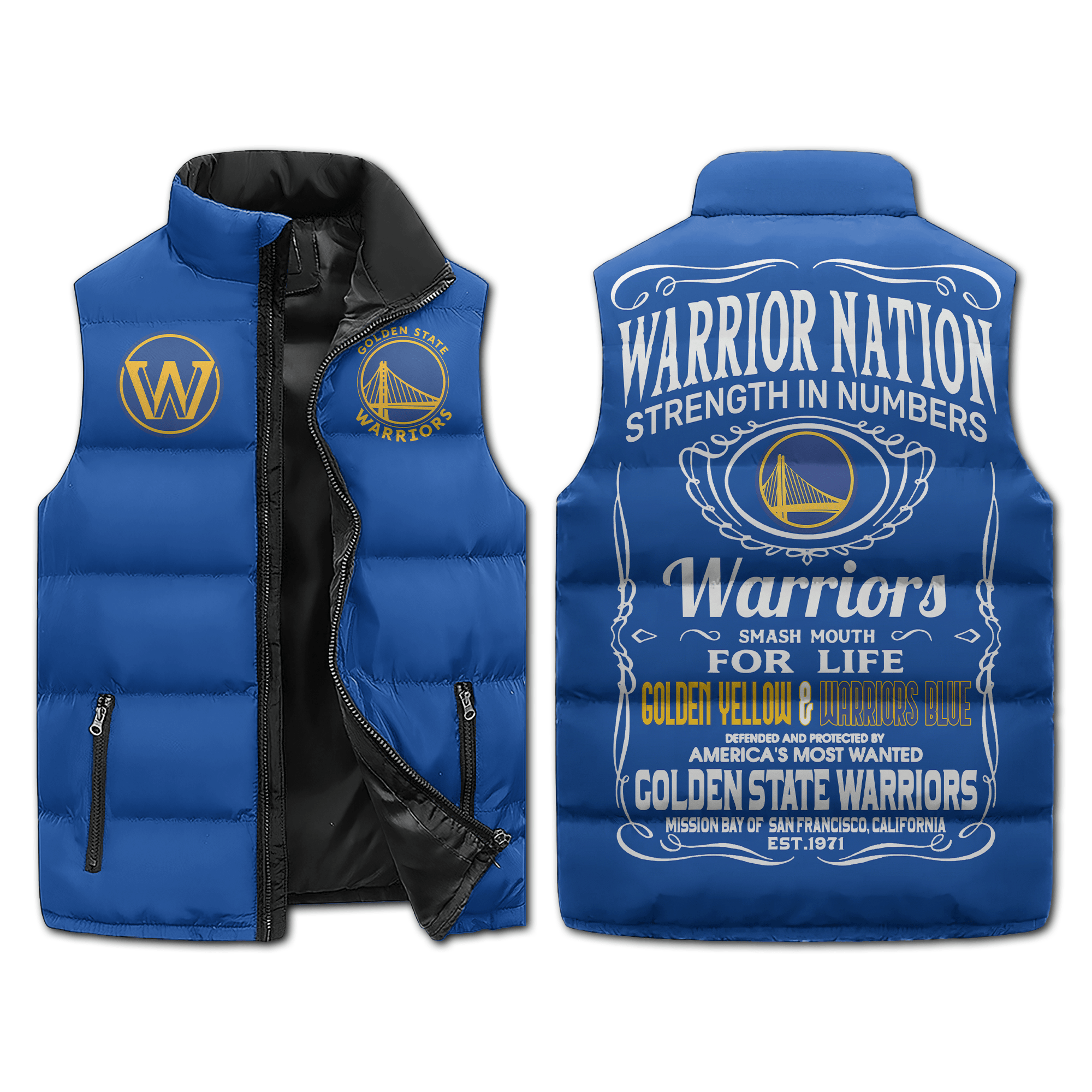 Golden State Warriors NBA Style Sleeveless Puffer Jacket For Fans
