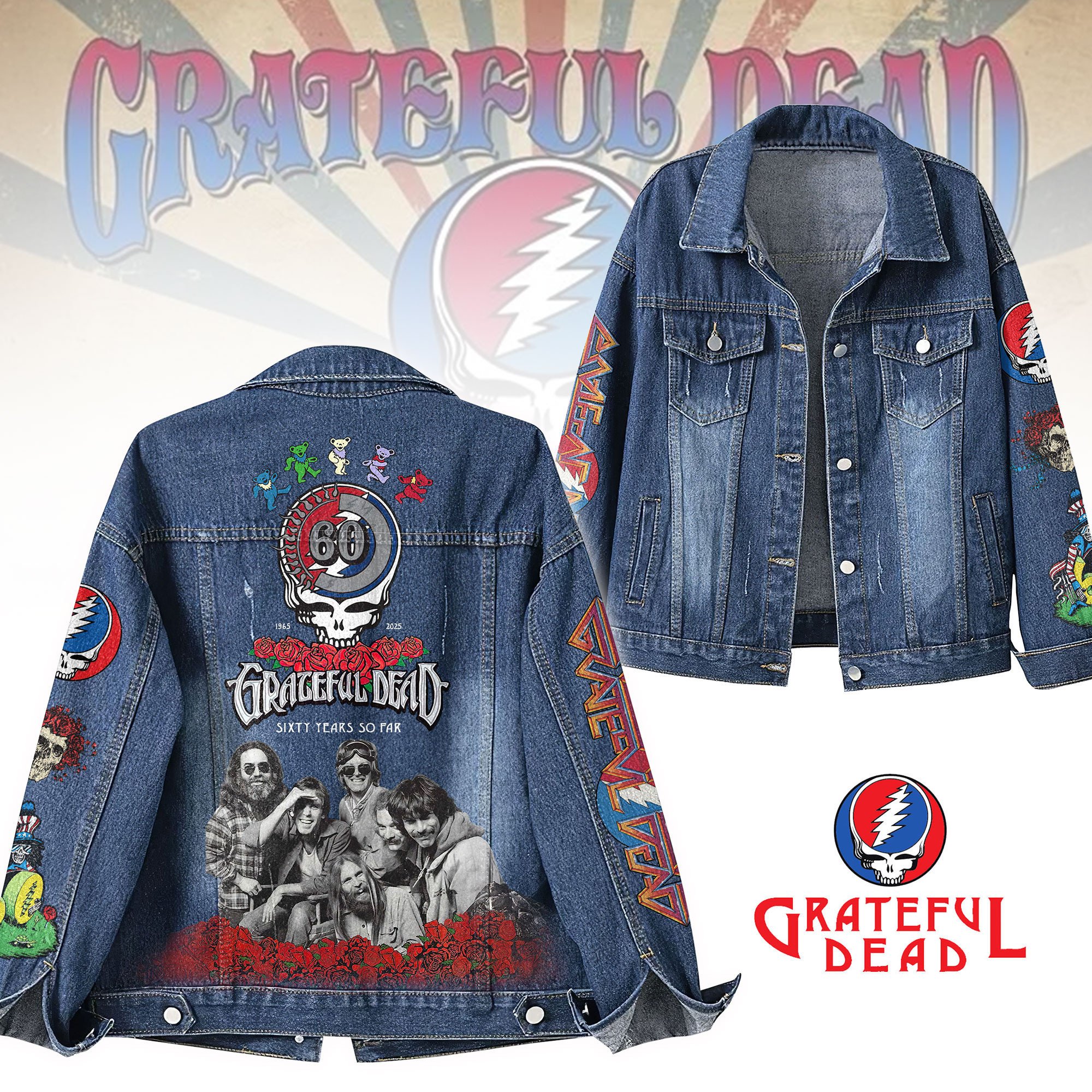 Grateful Dead Music Denim Jacket Gift For Fans