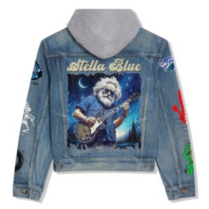 Grateful Dead Music Style Hooded Denim Jacket For Fans