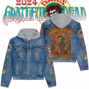 Grateful Dead Rock Band Music Style Hooded Denim Jacket For Fans