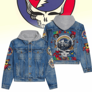 Grateful Dead Rock Band Music Style Hooded Denim Jacket For Fans