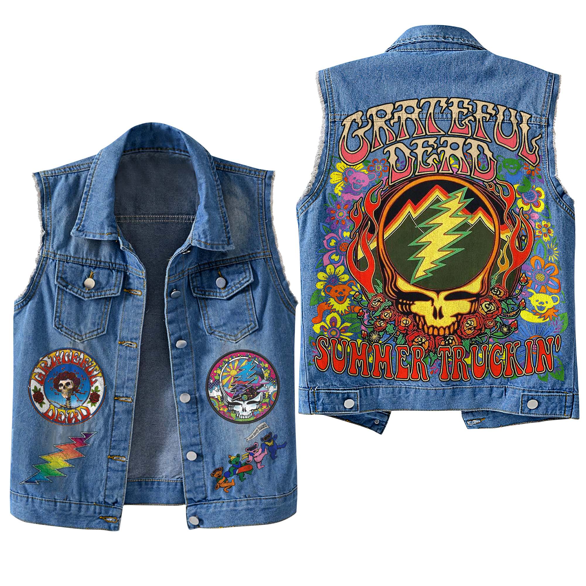 Grateful Dead Rock Band Music Style Sleeveless Jacket For Fans
