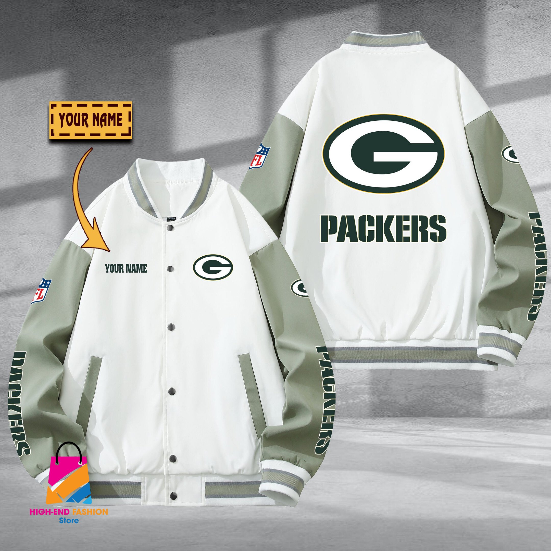 Green Bay Packer NFL Style Baseball Jacket For Fan