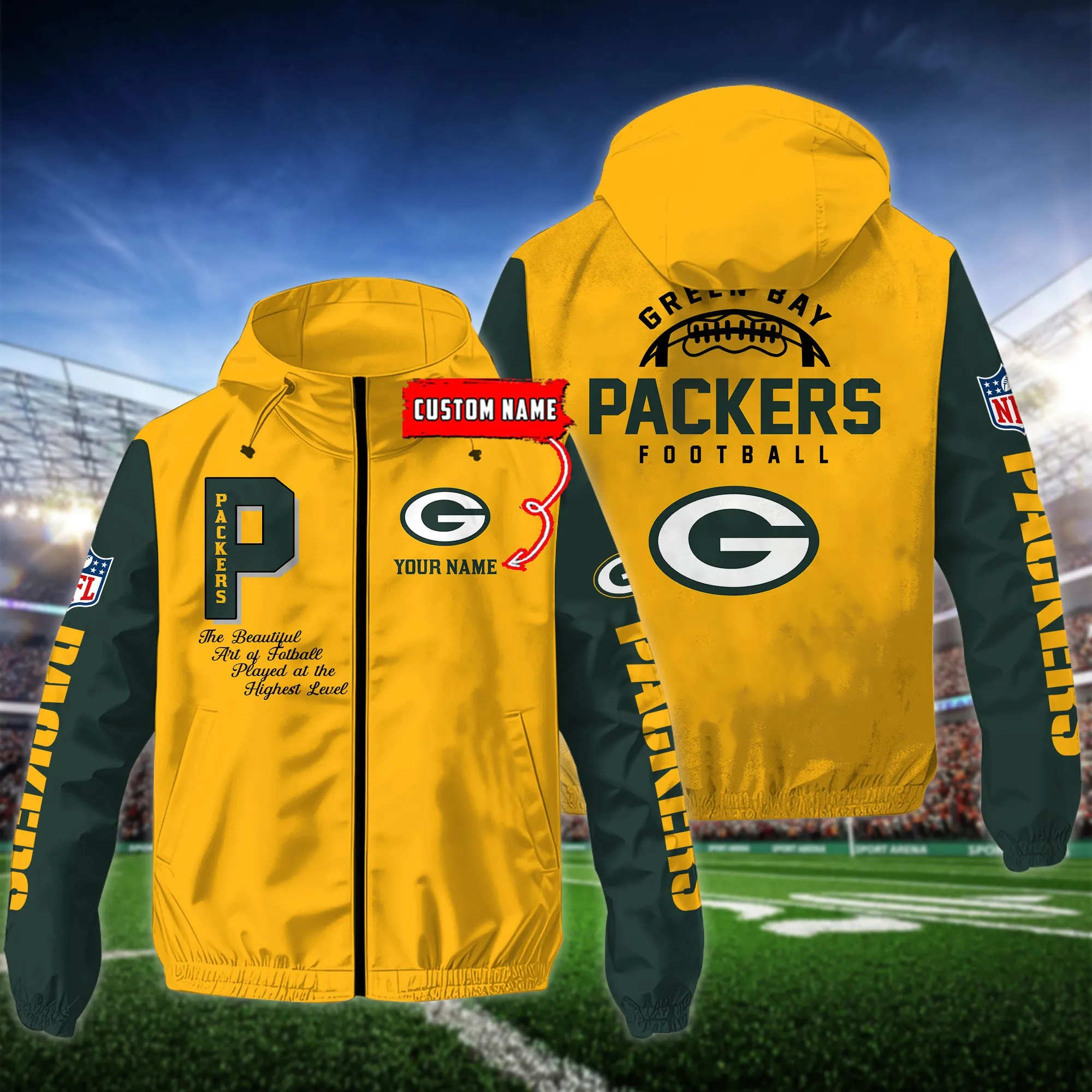 Green Bay Packers NFL Personalized Style Windbreaker Jacket For Fans