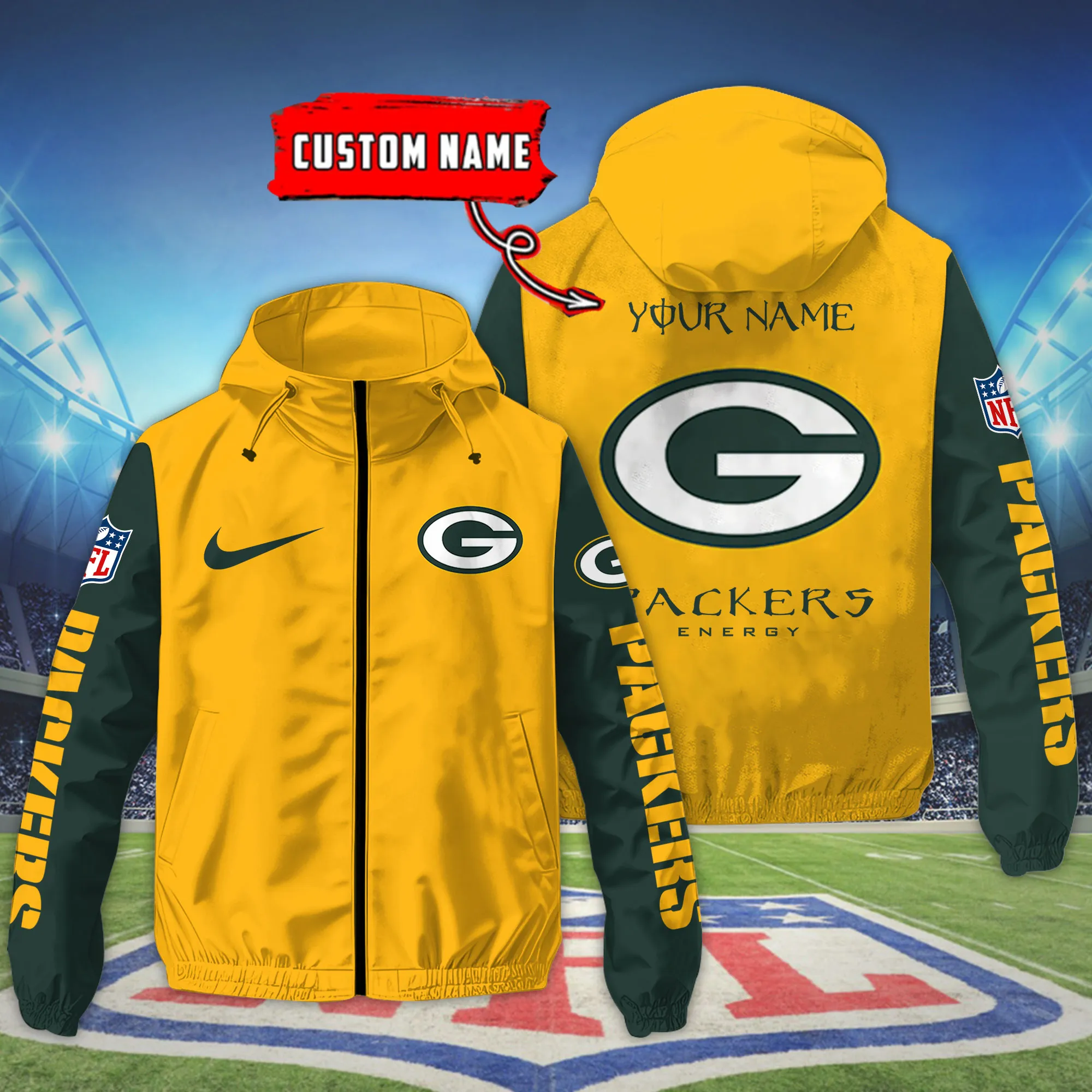 Green Bay Packers NFL Personalized Style Windbreaker Jacket For Fans