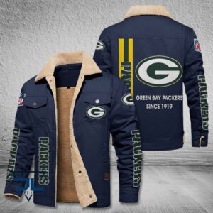 Green Bay Packers NFL Style Fleece Thermal Cotton Jacket For Fans