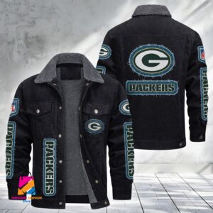 Green Bay Packers NFL Style Fleece Thermal Cotton Jacket For Fans