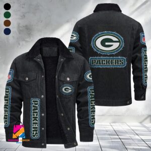 Green Bay Packers NFL Style Fleece Thermal Cotton Jacket For Fans
