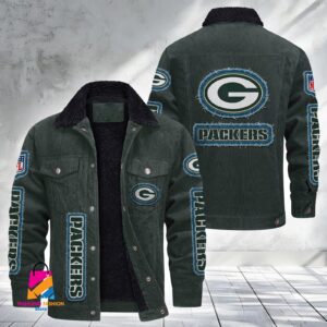 Green Bay Packers NFL Style Fleece Thermal Cotton Jacket For Fans