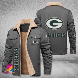 Green Bay Packers NFL Style Fleece Thermal Cotton Jacket For Fans