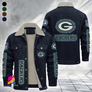 Green Bay Packers NFL Style Fleece Thermal Cotton Jacket For Fans