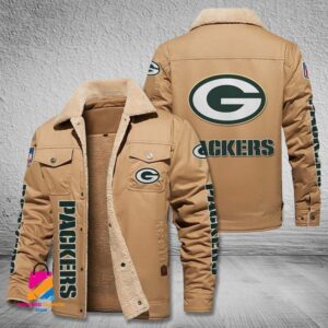 Green Bay Packers NFL Style Fleece Thermal Cotton Jacket For Fans