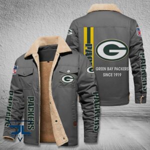 Green Bay Packers NFL Style Fleece Thermal Cotton Jacket For Fans