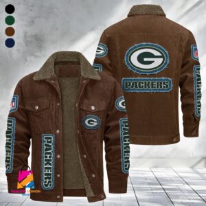 Green Bay Packers NFL Style Fleece Thermal Cotton Jacket For Fans