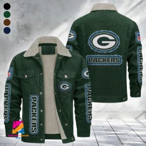 Green Bay Packers NFL Style Fleece Thermal Cotton Jacket For Fans
