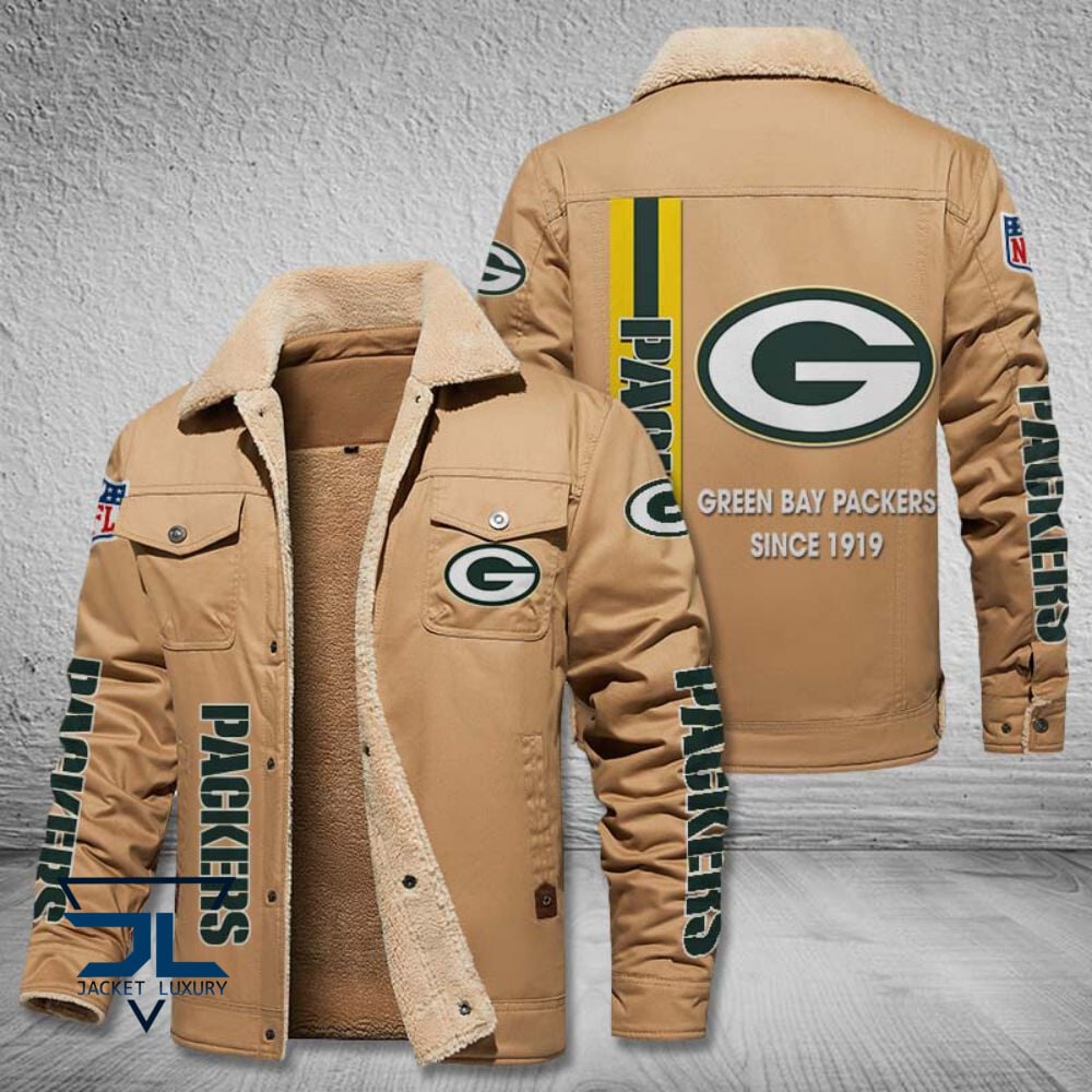 Green Bay Packers NFL Style Fleece Thermal Cotton Jacket For Fans