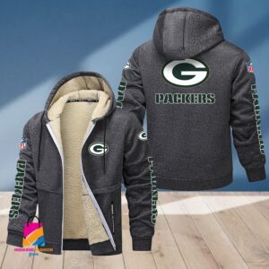 Green Bay Packers NFL Style Fleece Zip Hoodie Jacket For Fans