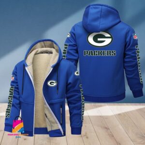 Green Bay Packers NFL Style Fleece Zip Hoodie Jacket For Fans
