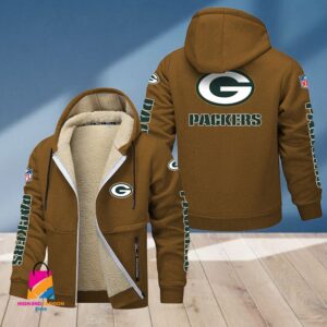 Green Bay Packers NFL Style Fleece Zip Hoodie Jacket For Fans