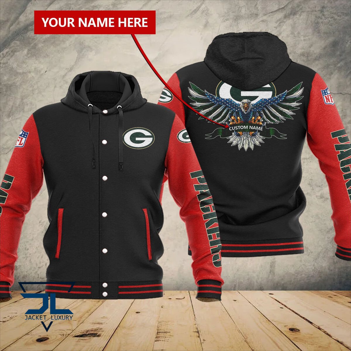 Green Bay Packers NFL Style Hooded Baseball Jacket For Fan