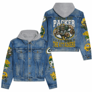 Green Bay Packers NFL Style Hooded Denim Jacket For Fans