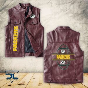 Green Bay Packers NFL Style Sleeveless Leather Jacket For Fans