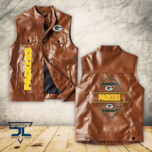 Green Bay Packers NFL Style Sleeveless Leather Jacket For Fans