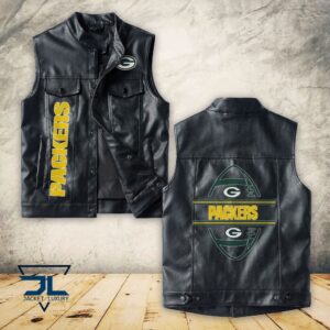 Green Bay Packers NFL Style Sleeveless Leather Jacket For Fans