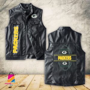 Green Bay Packers NFL Style Sleeveless Leather Jacket For Fans