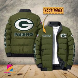 Green Bay Packers NFL Style Puffer Jacket For Fans