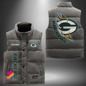 Green Bay Packers NFL Style Sleeveless Puffer Jacket For Fans