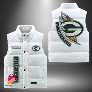 Green Bay Packers NFL Style Sleeveless Puffer Jacket For Fans
