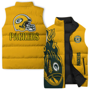 Green Bay Packers NFL Style Sleeveless Puffer Jacket For Fans